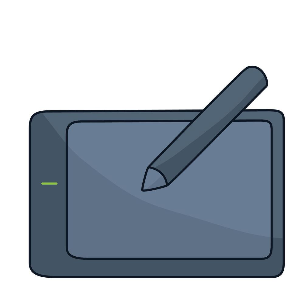 a tablet with a pen on top of it vector