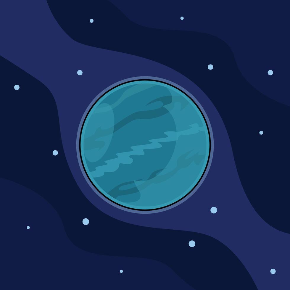 planet neptune illustration template graphic design. outer space exploration with stars for astronomy and science technology idea with backgrounds in flat style vector