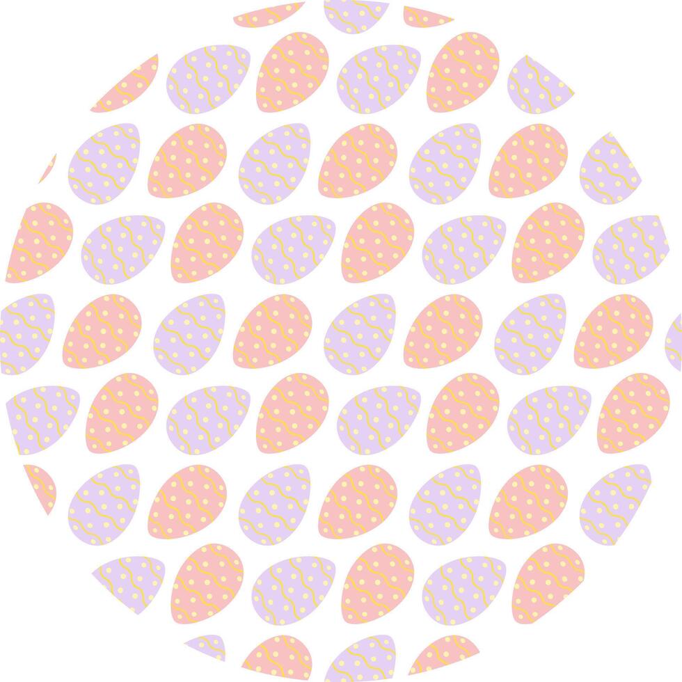 Easter Eggs in trendy Lavender and pink with Dots ornament Pattern on Circle Easter Holyday Backdrop. Isolated illustration Easter Holiday Greeting Themed Cards Backdrop Print or Digital design vector