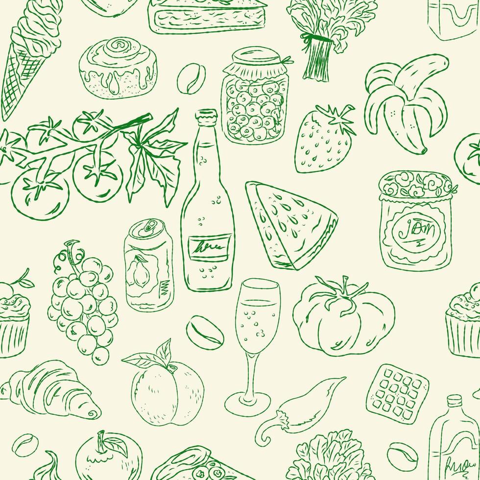 food and drink, seamless pattern vector