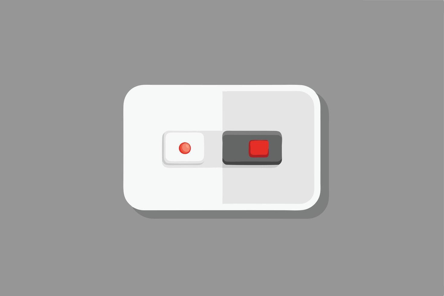 Minimalist Illustration of a Stylish White Two-Button Switch in a Modern Gray Setting, Evoking a Sense of Calm Technology vector