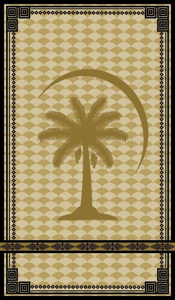 Muslim prayer mat with date tree vector
