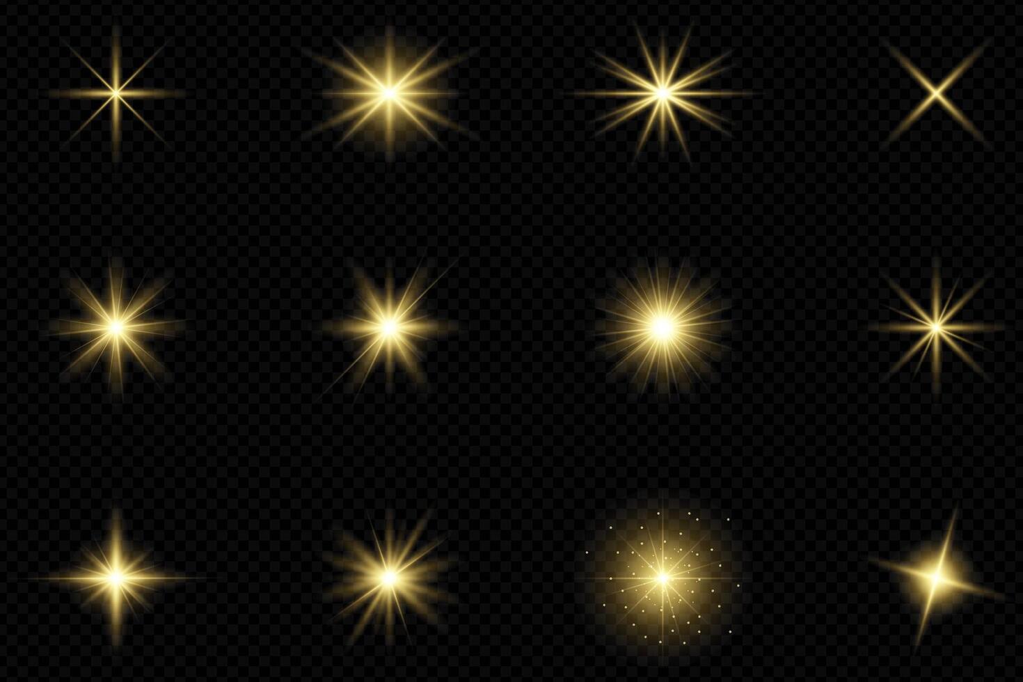 Golden star effects for creative projects vector