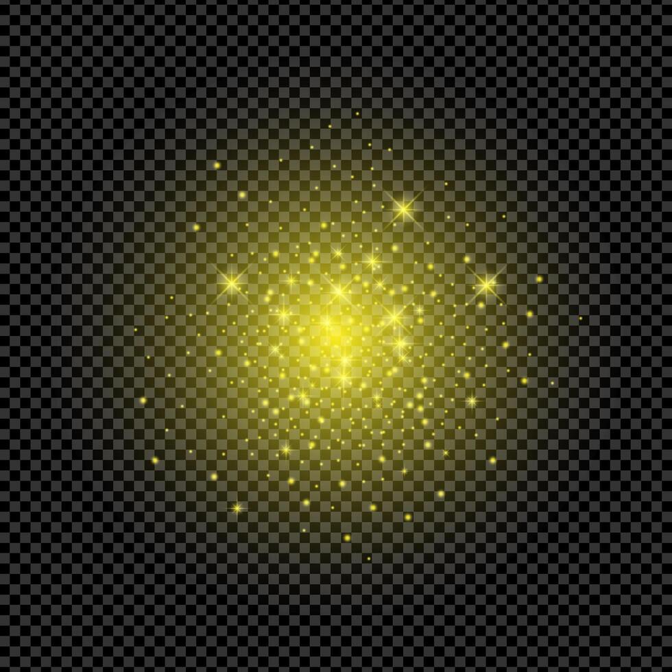 Yellow sparkling stars on a dark background vector