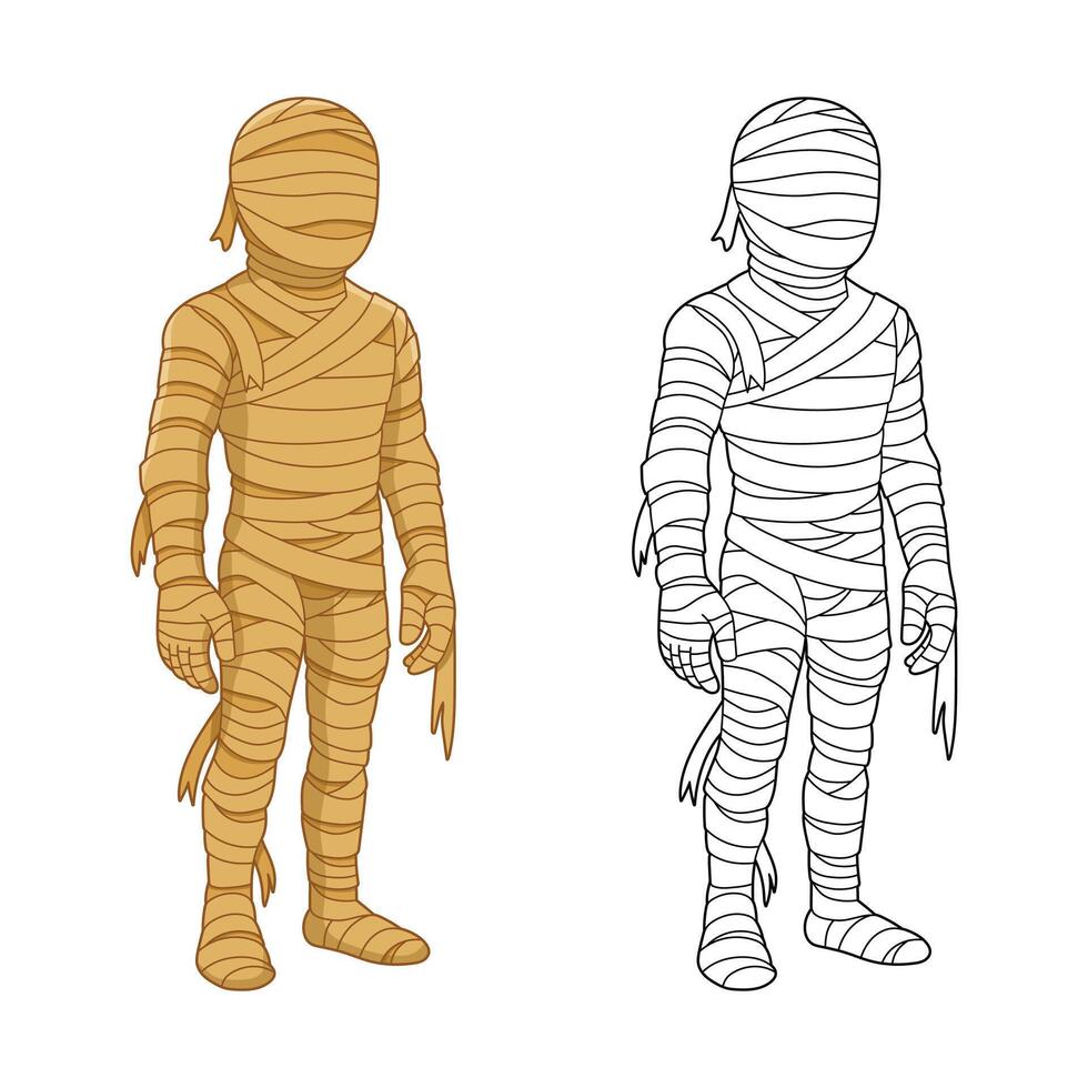 Mummy character illustration in color and black vector