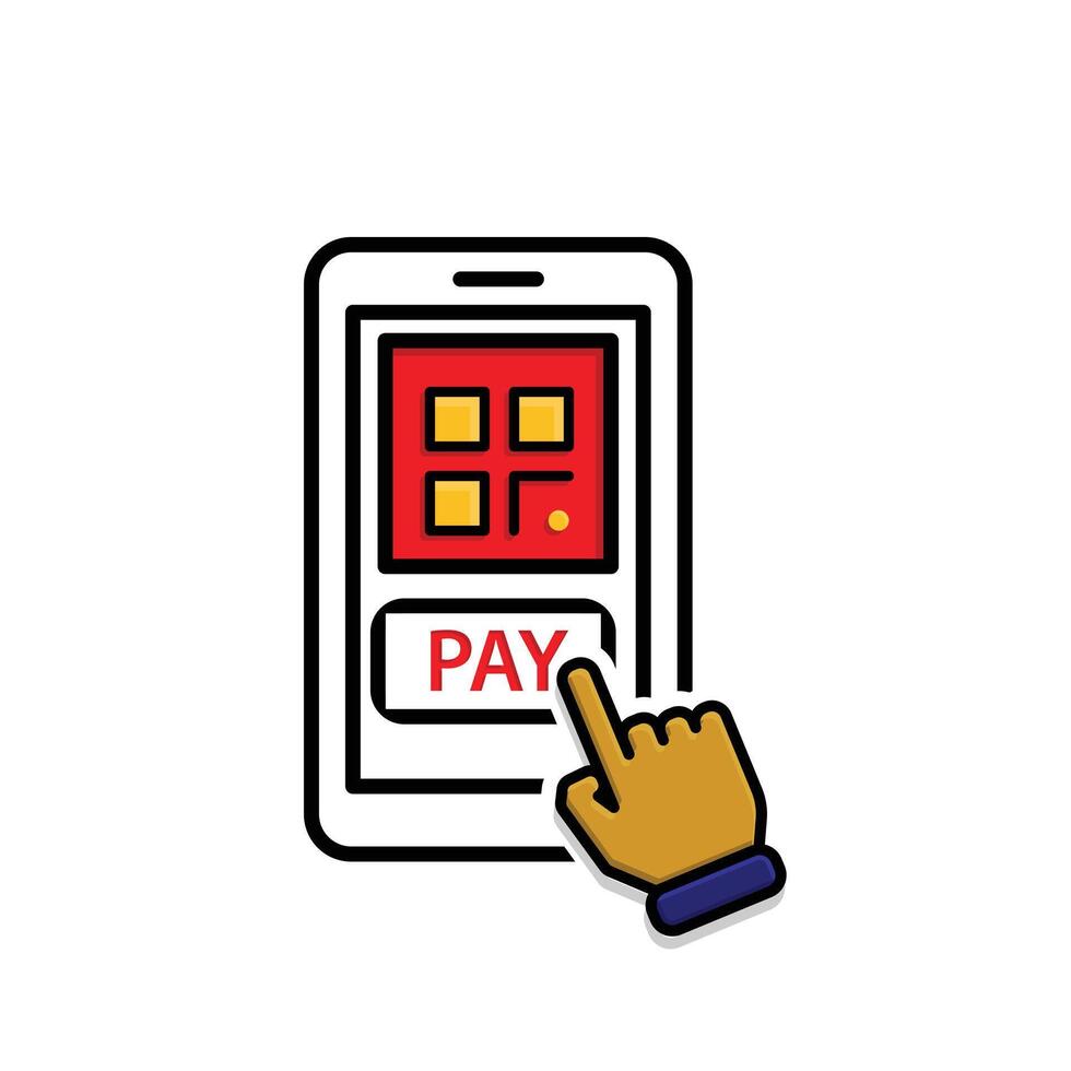 Payment icon. Payment code and e-commerce. Clicking payment with code on mobile. market, sale, buy. mixed design style. vector