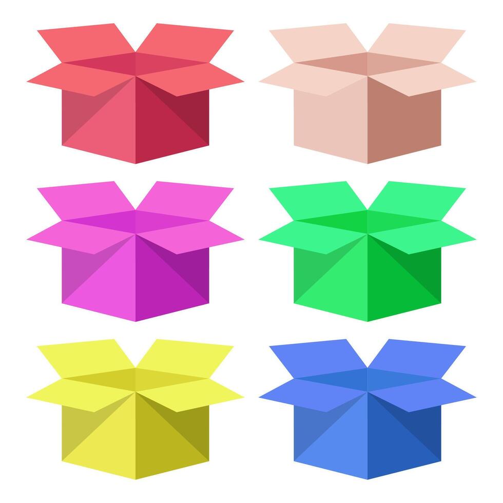 Open box icon set. Flat illustration of open box icons for web design vector