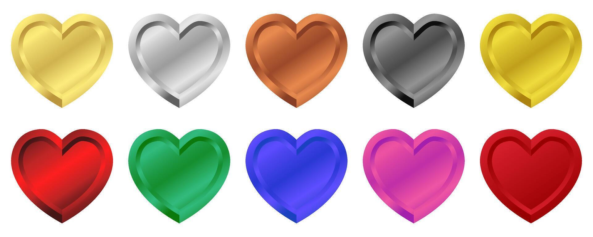 Set of colorful hearts on a white background illustration for your design. vector