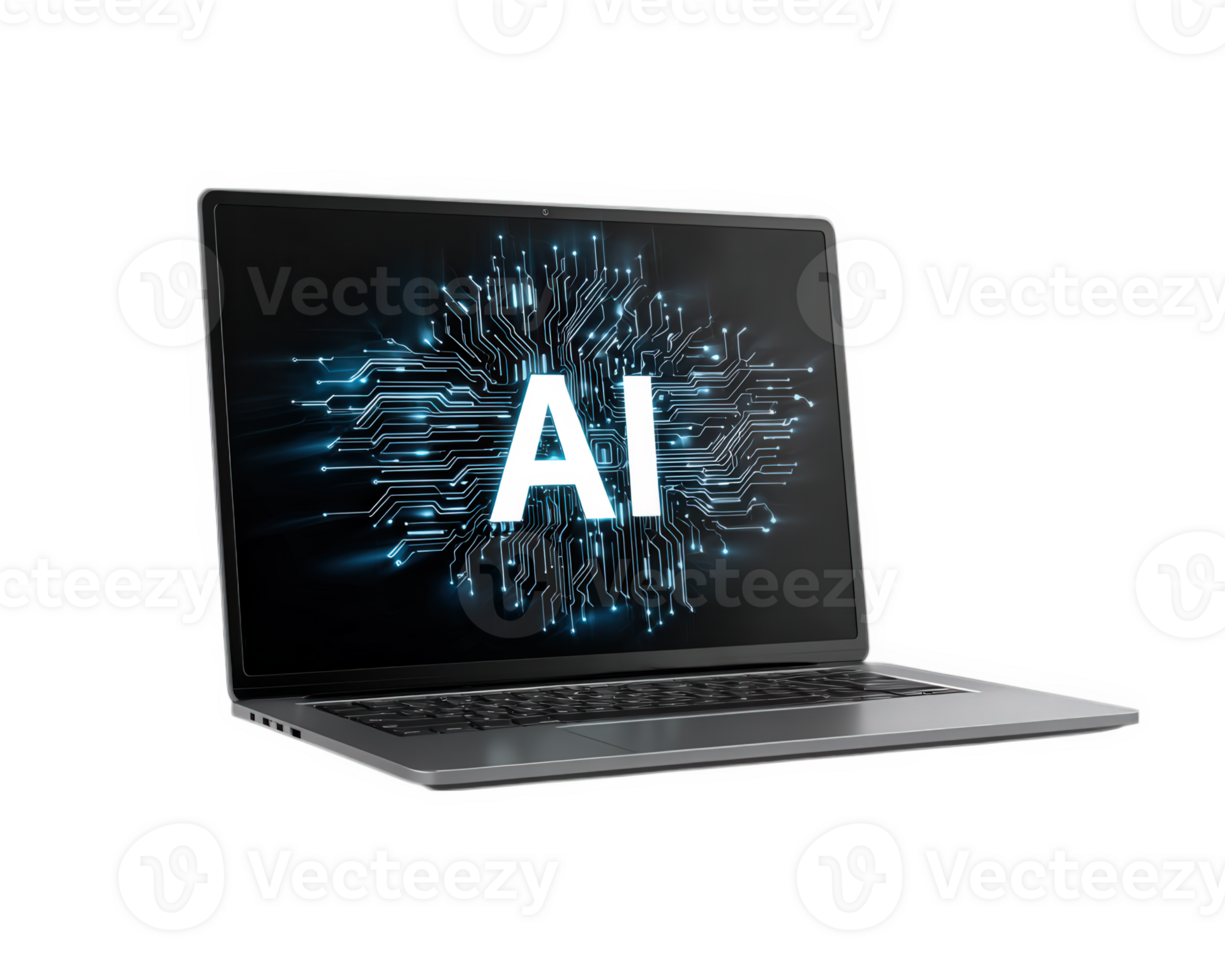ai testo su digitale circuito sfondo, il computer portatile computer visualizzazione artificiale intelligenza concetto, futuristico tecnologia, innovazione, e moderno disegno, ispirando e creativo umore png