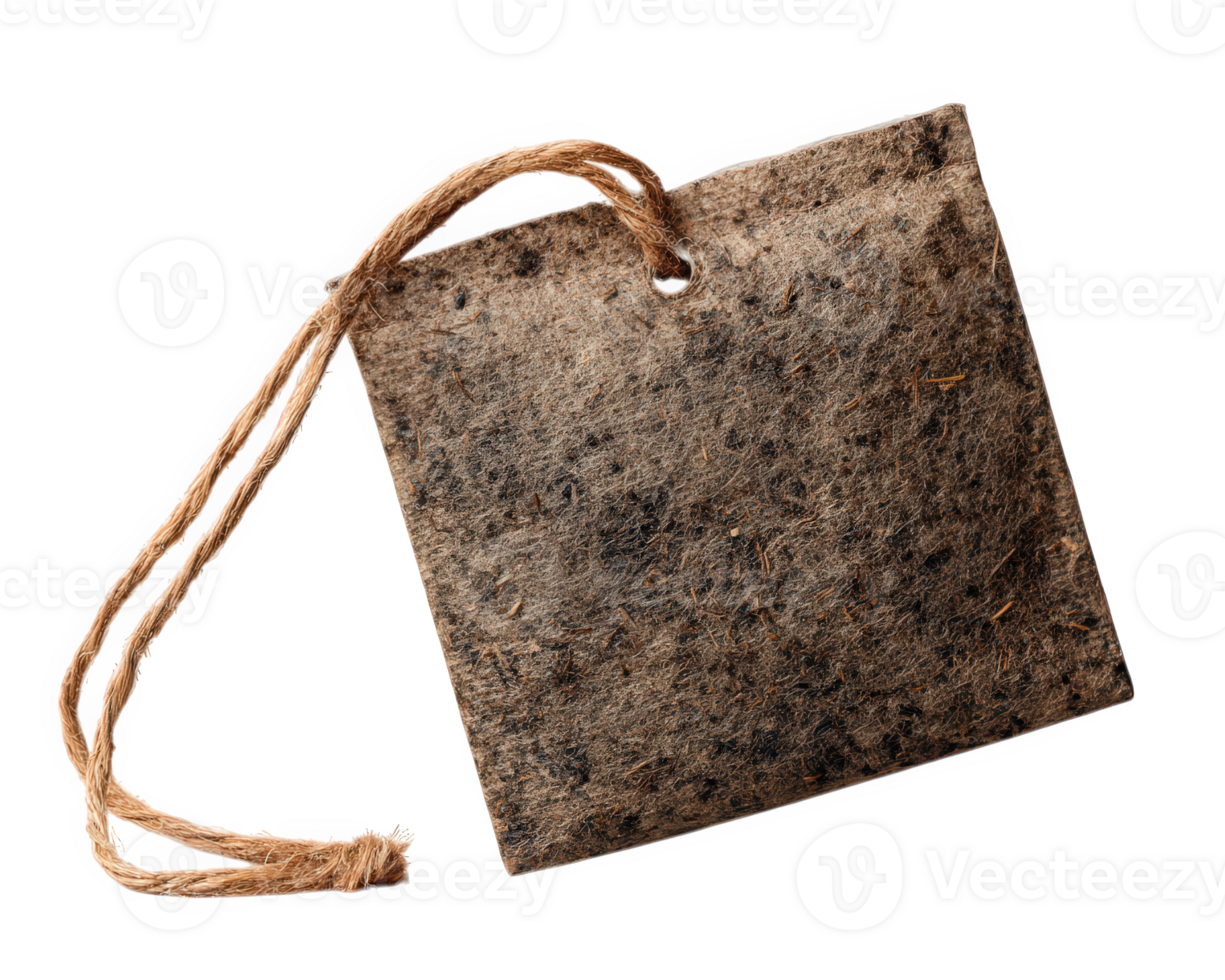 Tea bag string square dry isolated transparency background herbal organic textured natural. dry square tea bag with string isolated transparency background showing textured surface and natural png