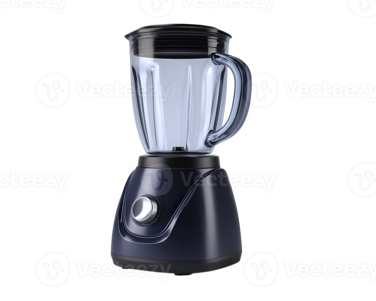 Blender kitchen appliance with transparent container and black base isolated on transparency background, designed for blending and mixing ingredients easily and efficiently png