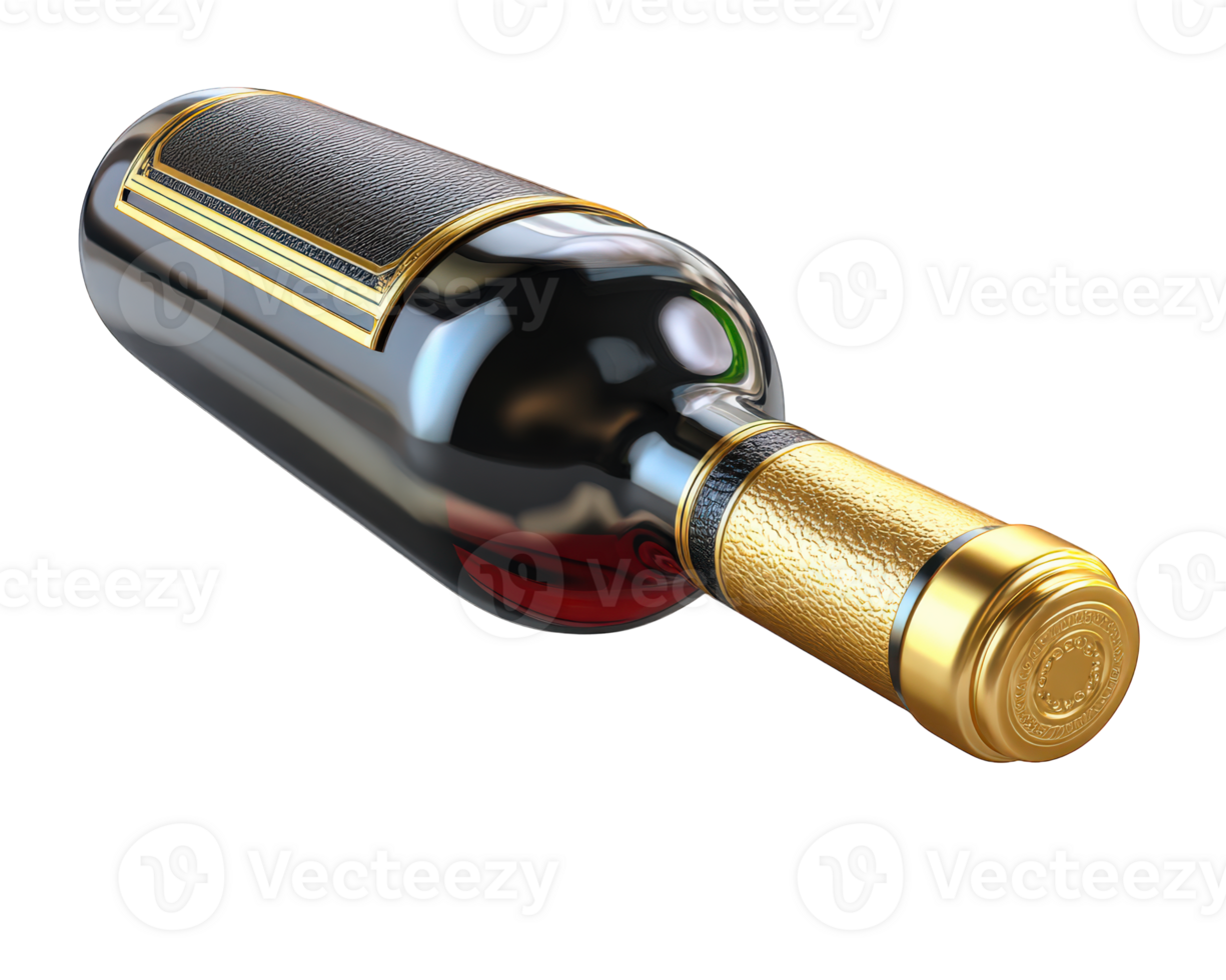 Elegant wine bottle with textured label and golden cap, showcasing sophisticated design that adds touch of luxury to any occasion. Perfect for celebrations or gifting png