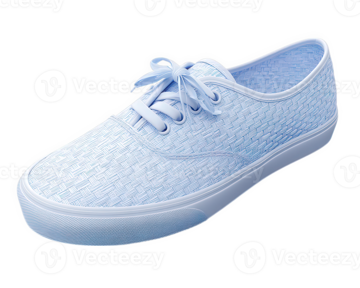 Light blue sneaker with woven texture, rubber sole, and lace up closure, isolated on transparency background, modern casual footwear, comfortable and stylish design for everyday wear png