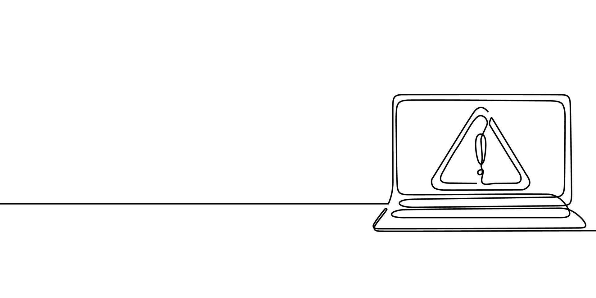 Continuous laptop line computer screen office work art pc outline illustration. Laptop line continuous notebook doodle single desktop typing business icon monitor digital email data technology. vector