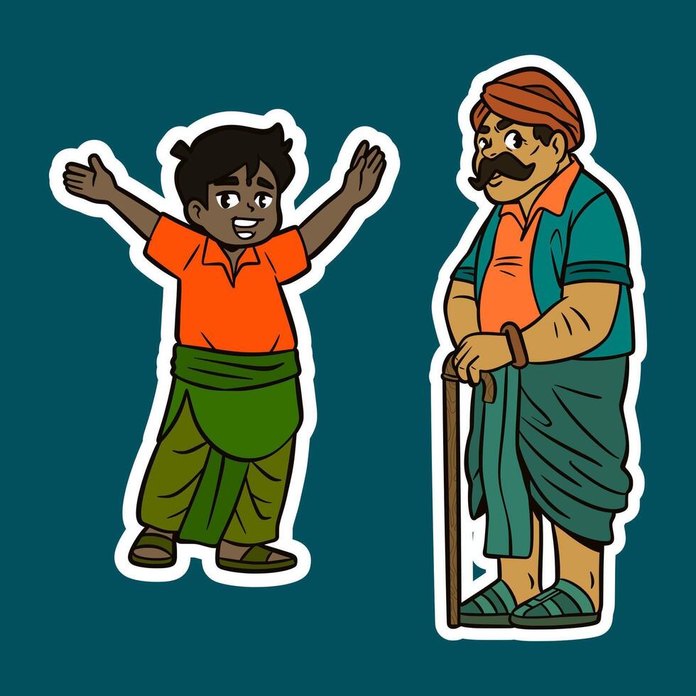 Boy and man in traditional attire vector