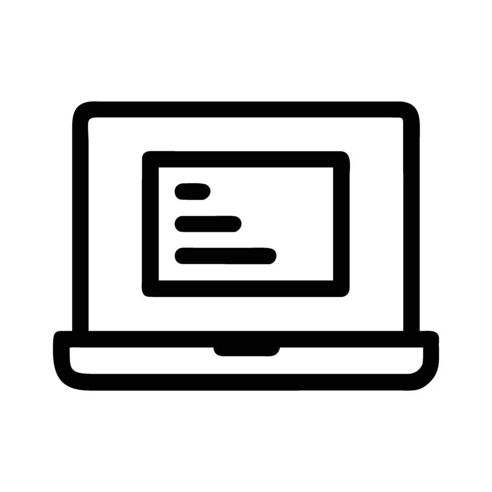 Simple Outline of Laptop Displaying Text or Code Snippets on White vector