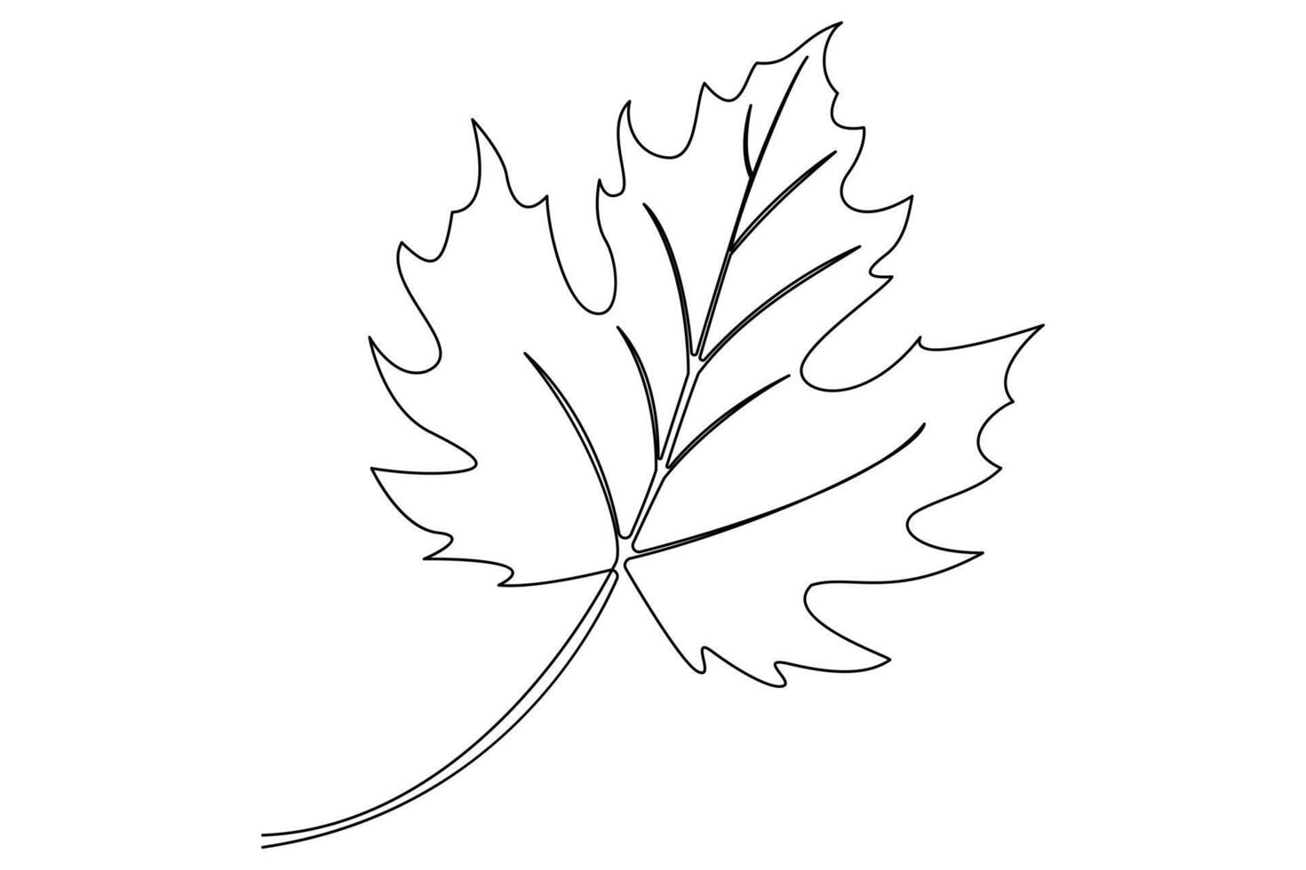 Single line continuous drawing of leaf icon outline in minimalist botanical style vector
