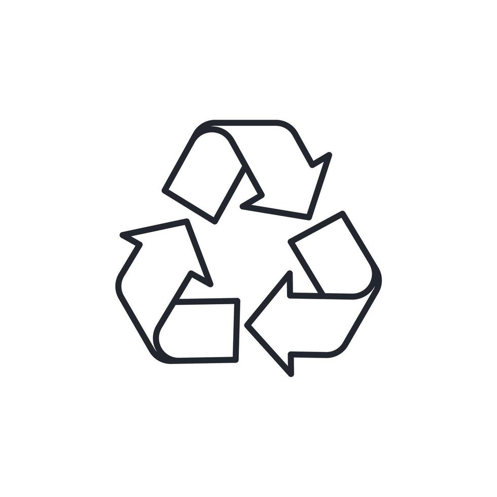 The universal recycling symbol with three chasing arrows. Represents the reduce, reuse, recycle loop and environmental action vector