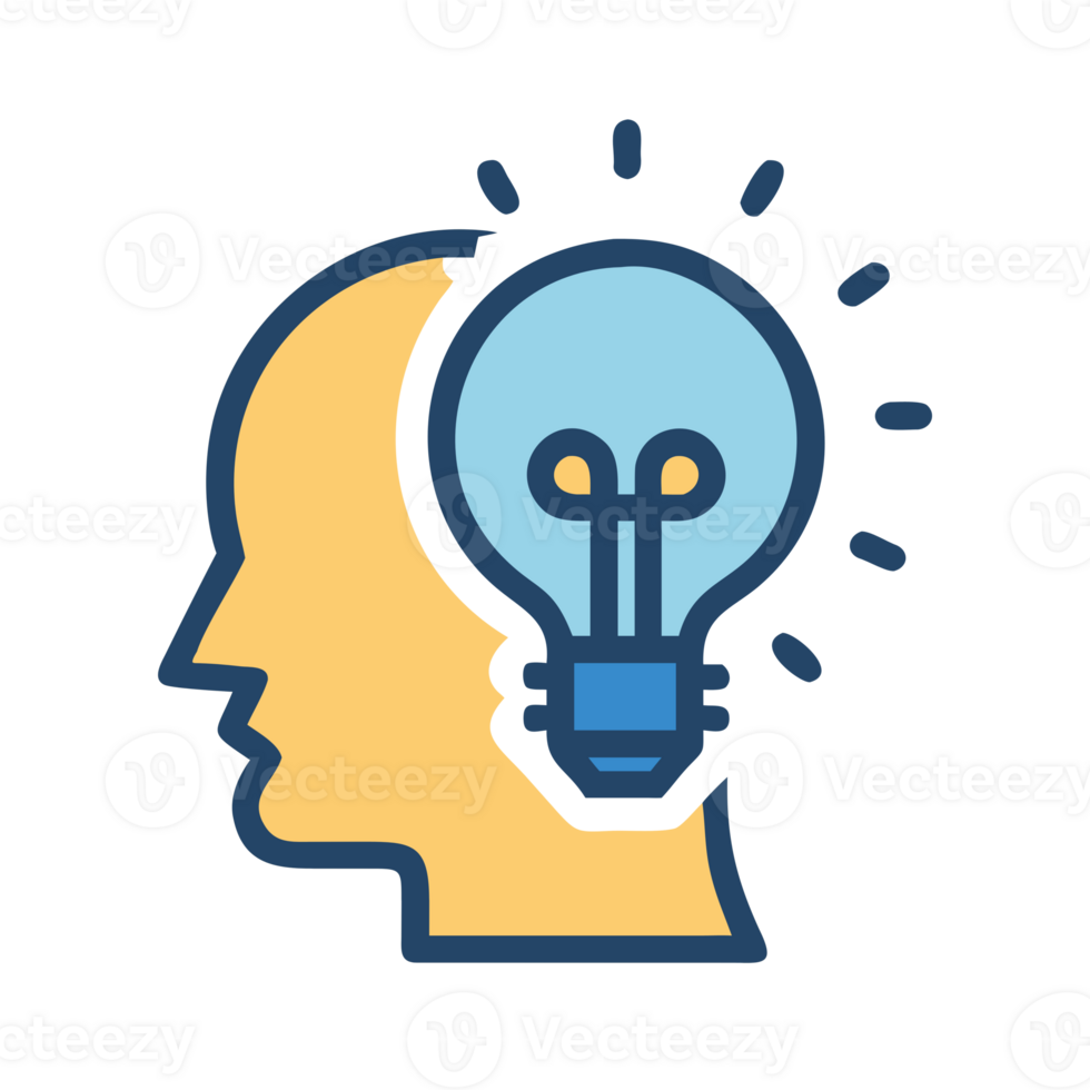 Human Head With Lightbulb Idea isolated on a transparent background profile png