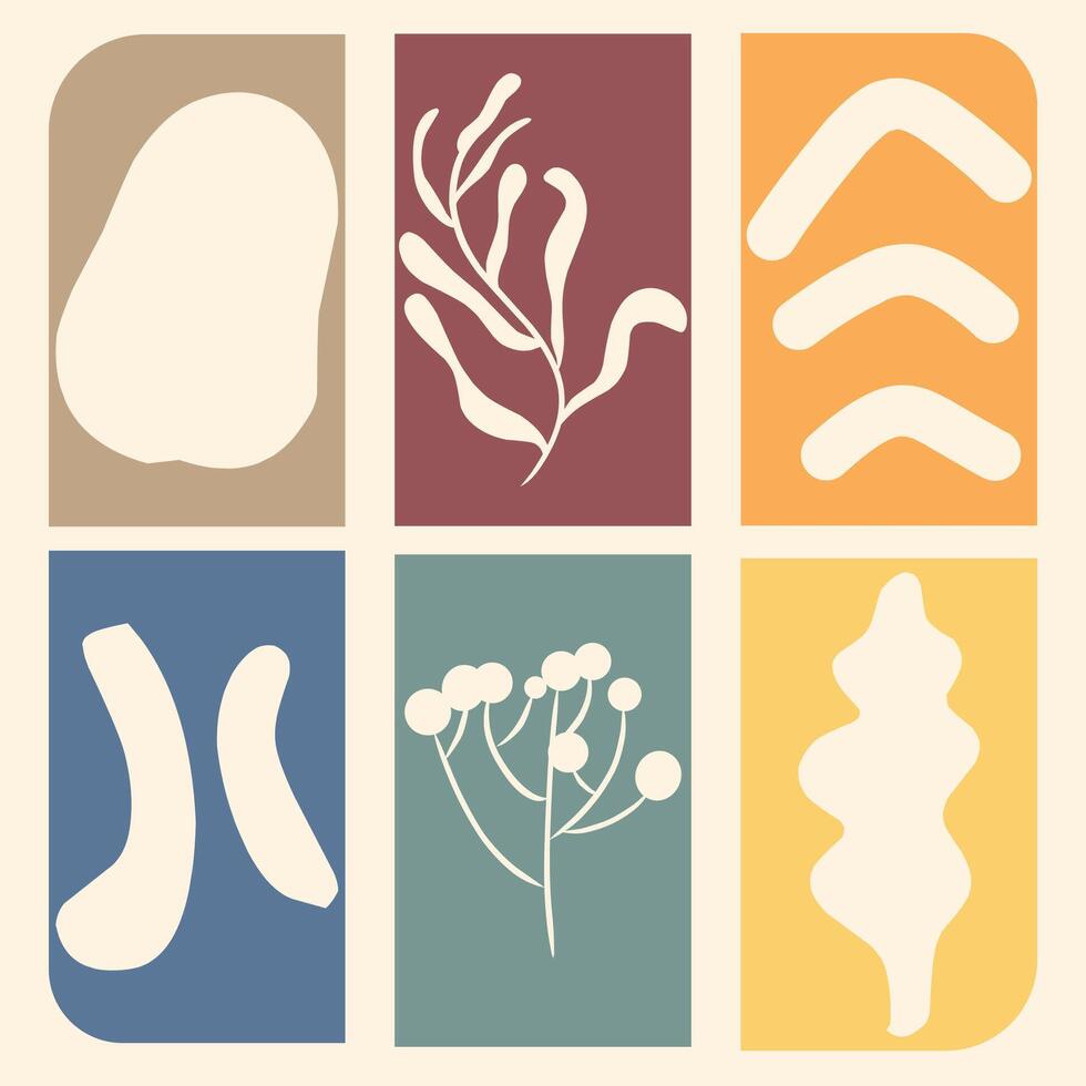bstract fall elements in warm color blocks for seasonal theme vector