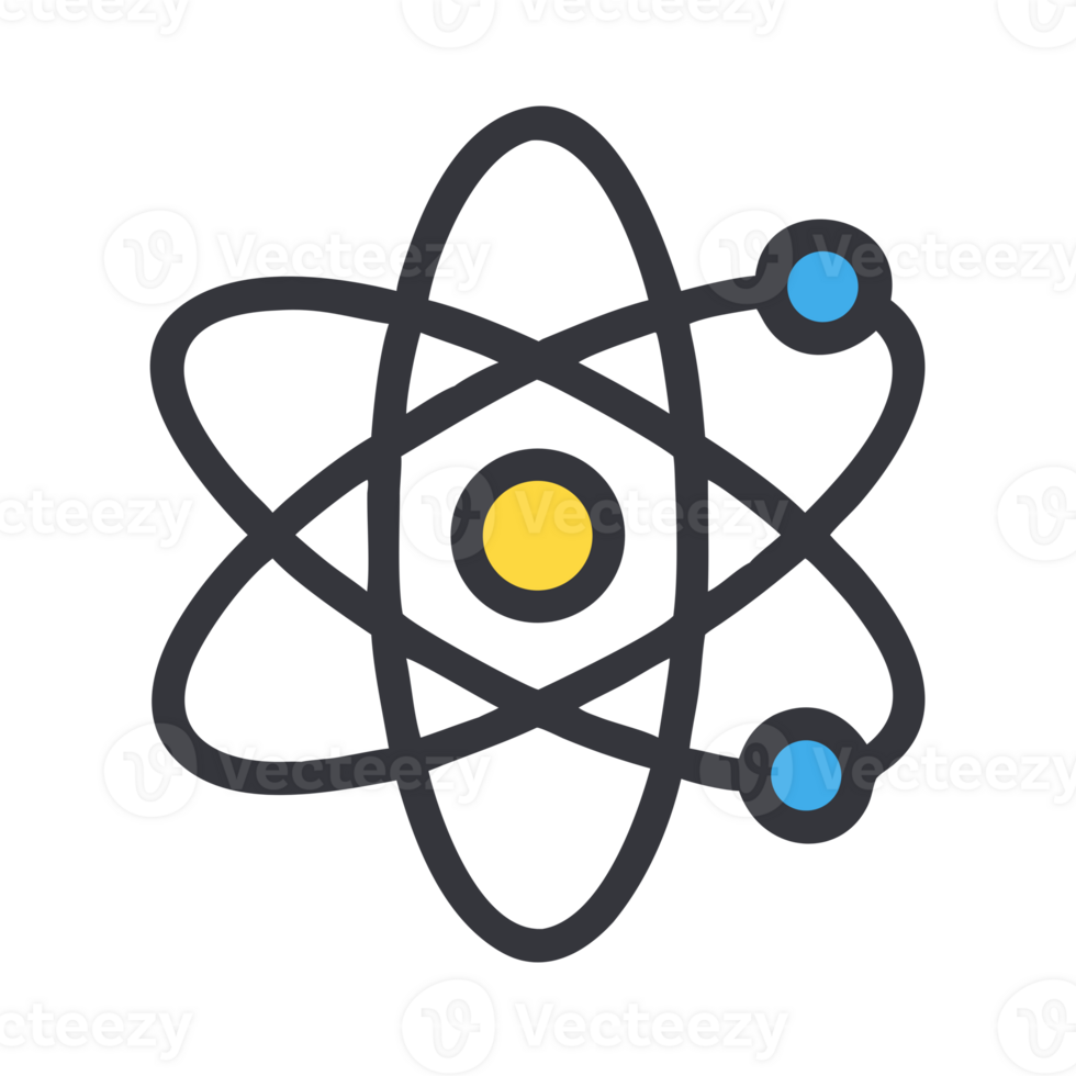 Atomic structure with orbiting particles isolated on a transparent background nucleus png