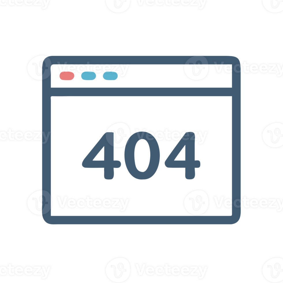 Browser window with error message isolated on a transparent background code png