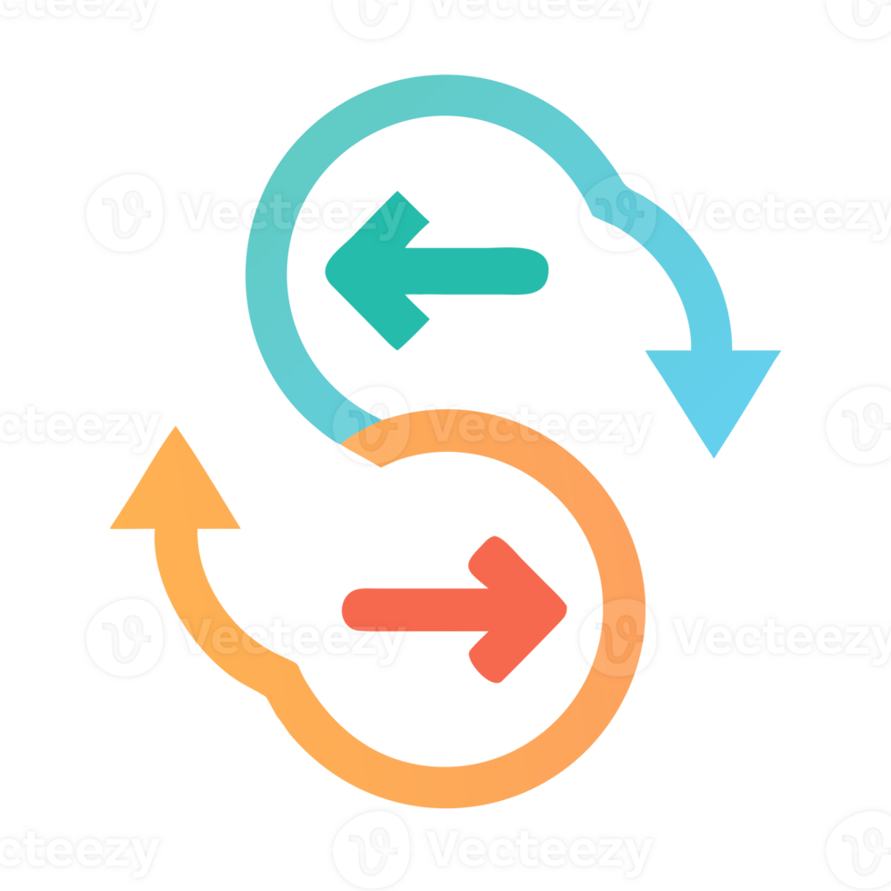 Circular arrows showing directional exchange isolated on a transparent background png