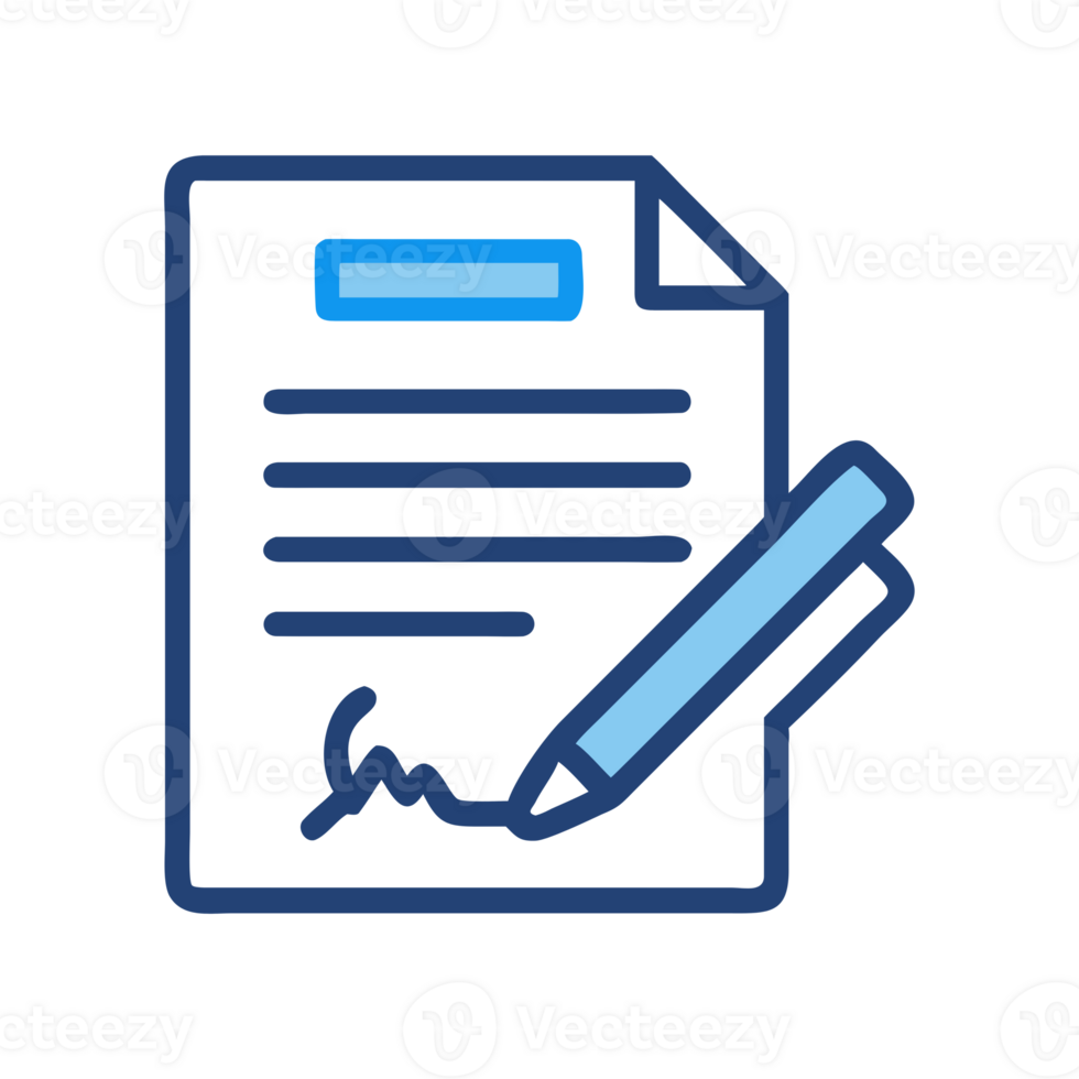Document signing with pen isolated on a transparent background agreement legal png