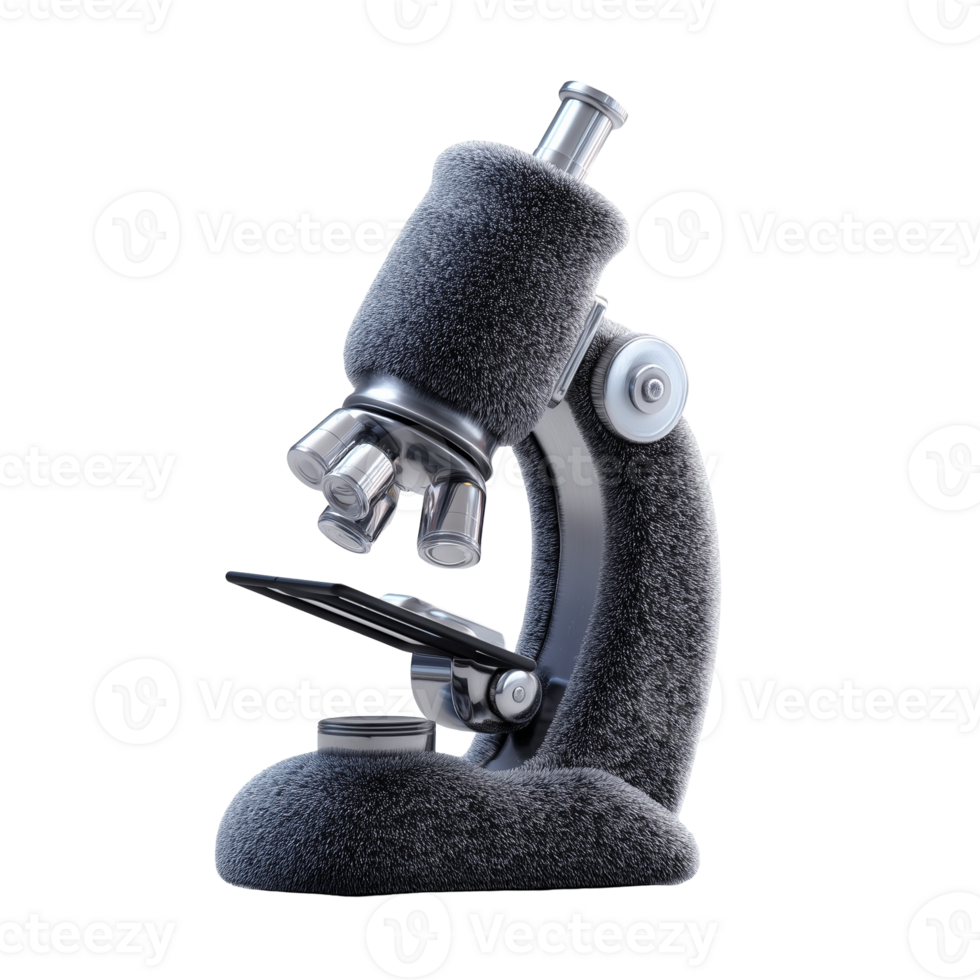 Plush 3D microscope laboratory equipment isolated on transparent background png