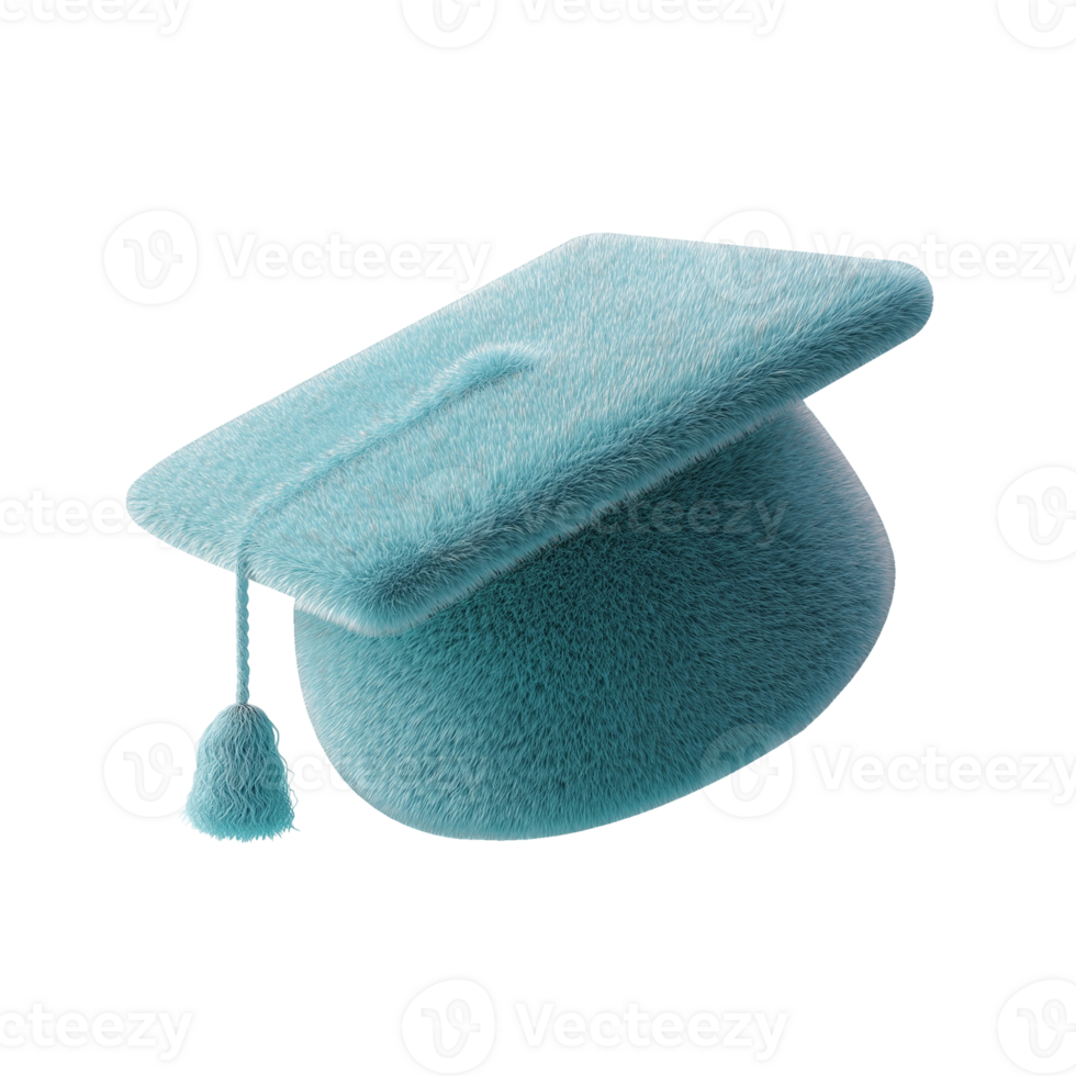 Plush 3D graduation cap isolated on transparent background png