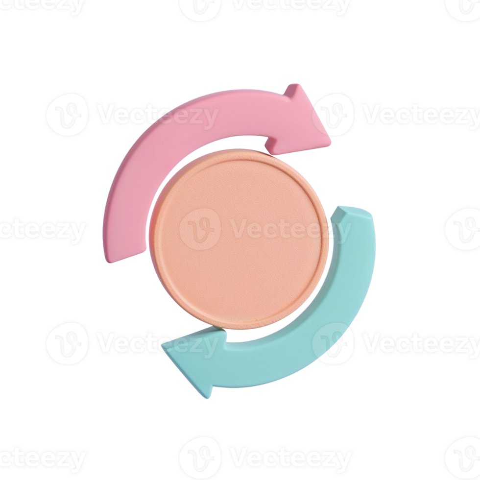 Conceptual cyclical process visualization with pastel arrows and central disc form png