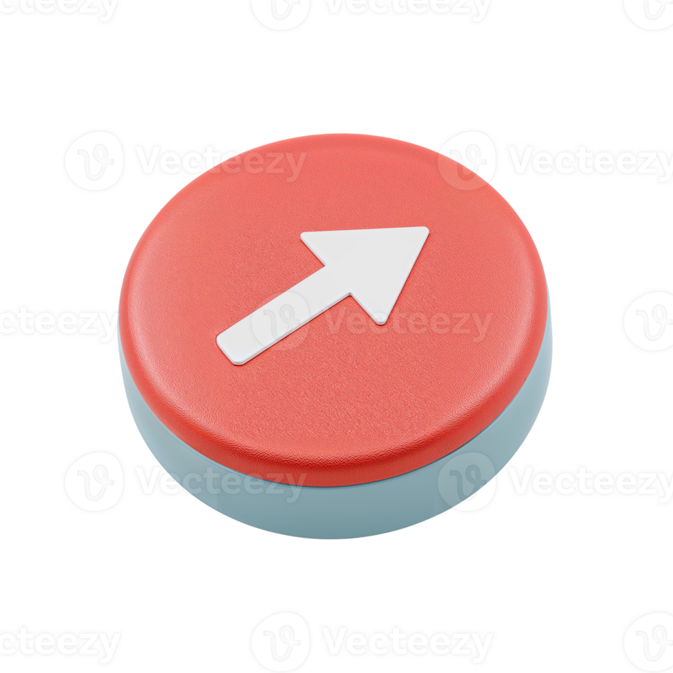 Stylized directional push button with smooth surface arrow indicator graphic object png