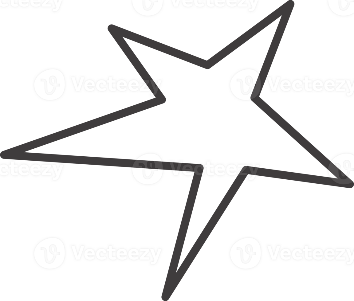 Y2k star shape. Outline abstract spark and shiny irregular flash burst. Bling and twinkle geometric minimal retro design element png