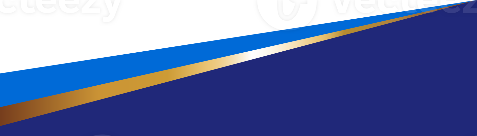 Border shape for banner design. Blue header section with golden line. Abstract bottom for web page. Curved divider template. Horizontal wavy separator. png