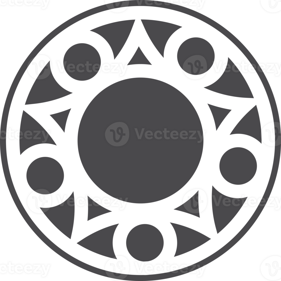Gothic circle rose window with medieval ornament. Black silhouette of cathedral rosette. Christian architecture element with stained glass. Radial frame. png