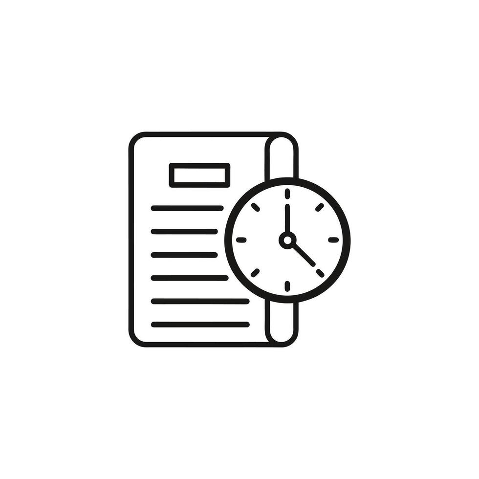 Document and clock icon isolated on white background vector