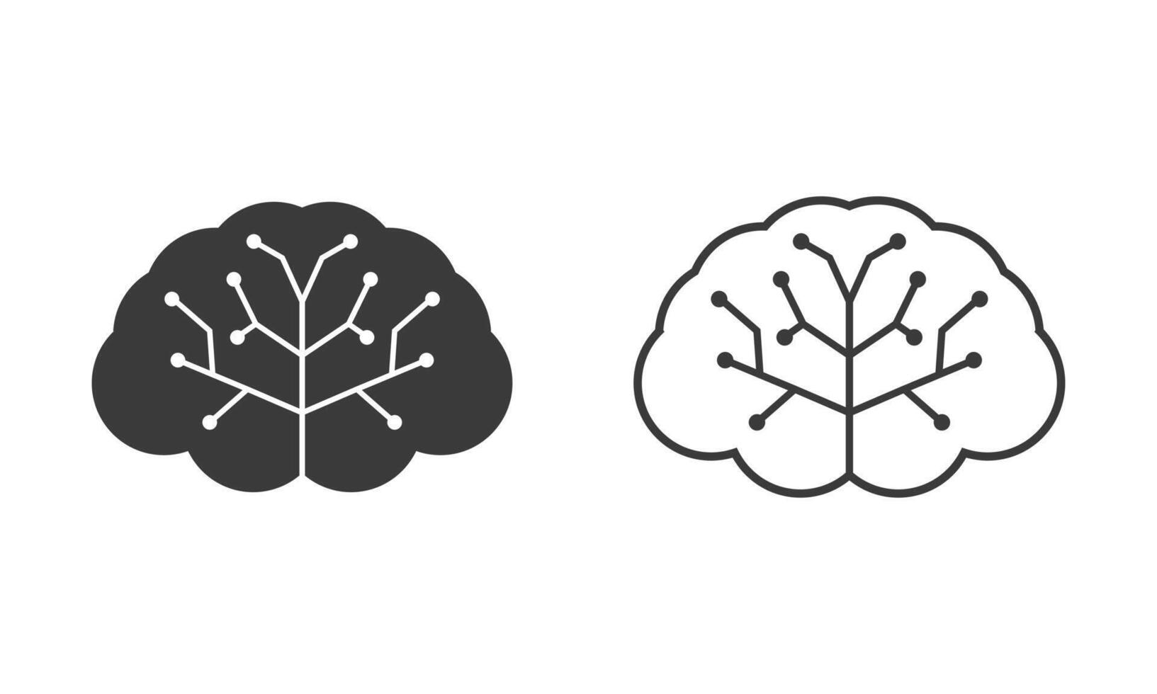 AI Brain Icon Set with Digital Neural Network vector
