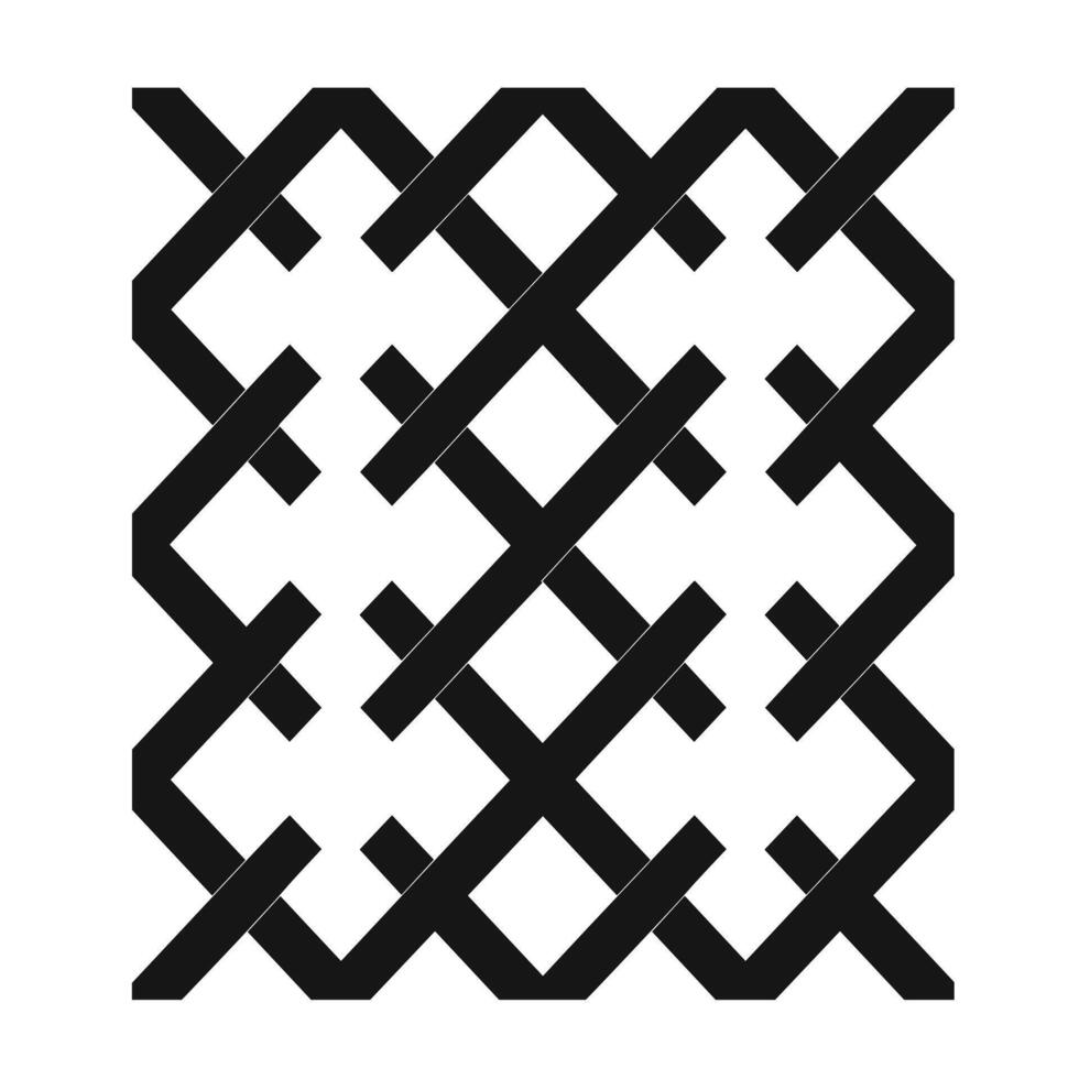 Intricate Single Interlacing Pattern Showcasing a Symmetrical Design With Elegant Black Lines vector
