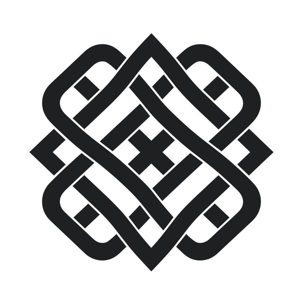 Intricate Interlacing Black Pattern Showcasing Detailed Design Elements and Rhythmic Flow vector