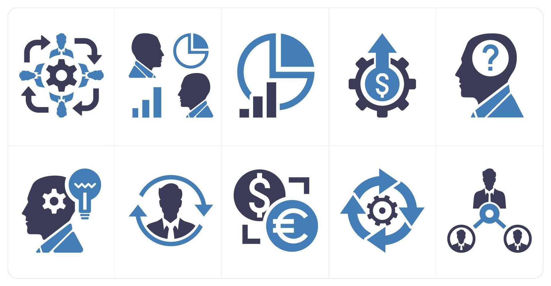 A set of 10 mix icons as collaborative, competitive analysis, data analysis in blue color vector