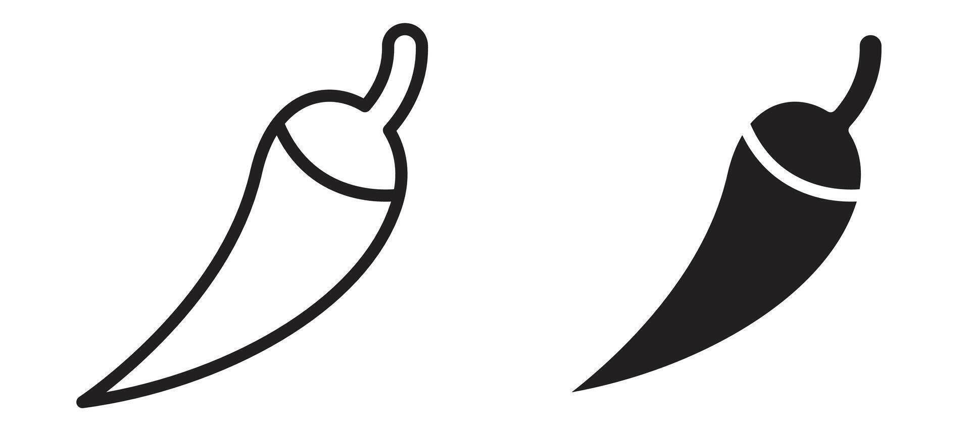 Chili icon In Flat and stroke Style For App, UI, Websites. Black Illustration. vector