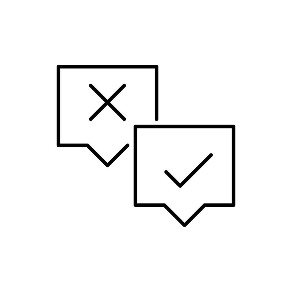 Minimalistic Icon of Crossmark and Checkmark in Speech Bubble for Graphics, Concept, Apps vector