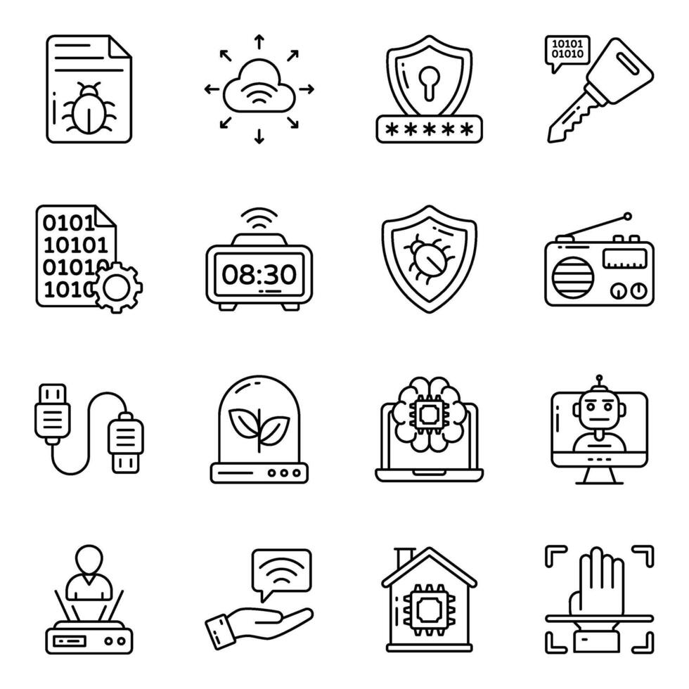 Set of Data and Network Solid Icons vector