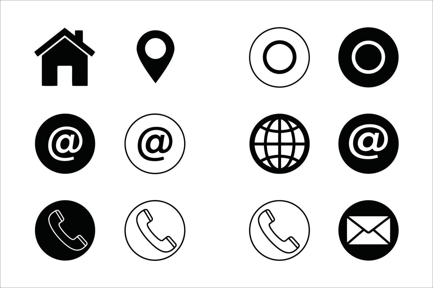 Home location email phone globe icons vector