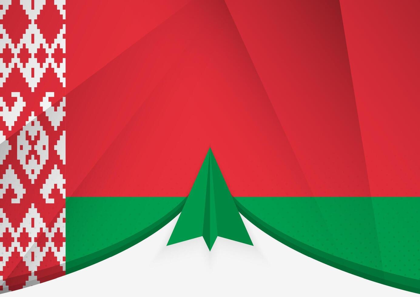 Belarus Flag with Abstract Paper Airplane Design, National Flag in a geometric folded paper style. vector