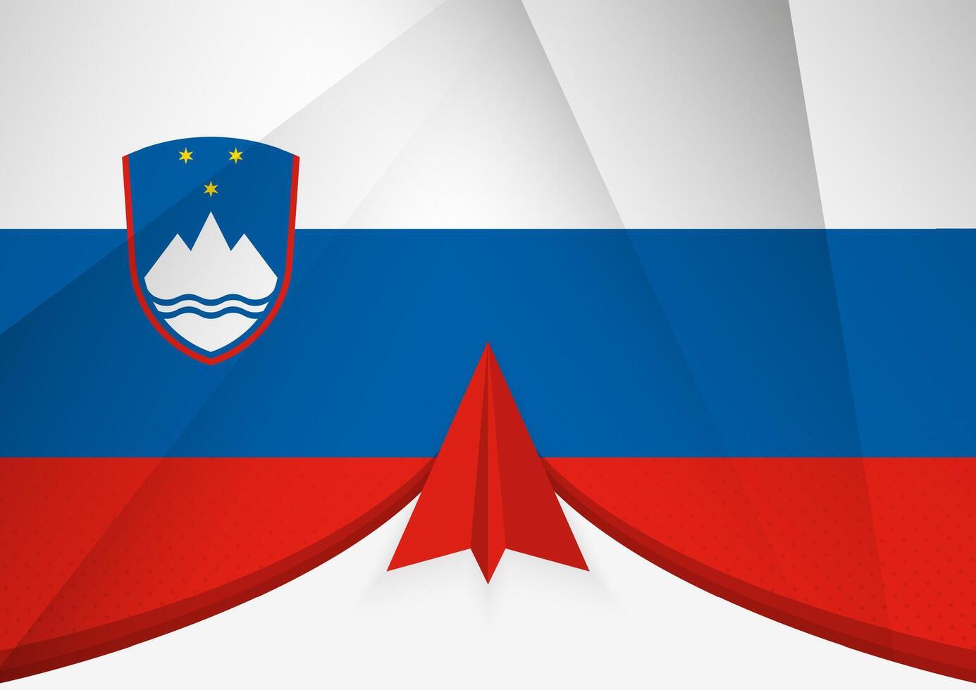 Slovenia Flag with Abstract Paper Airplane Design, National Flag in a geometric folded paper style. vector