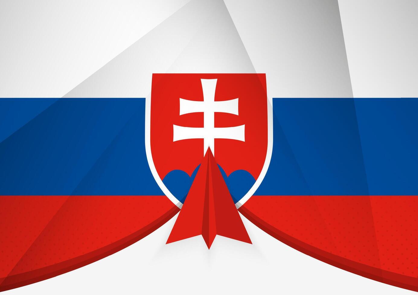 Slovakia Flag with Abstract Paper Airplane Design, National Flag in a geometric folded paper style. vector