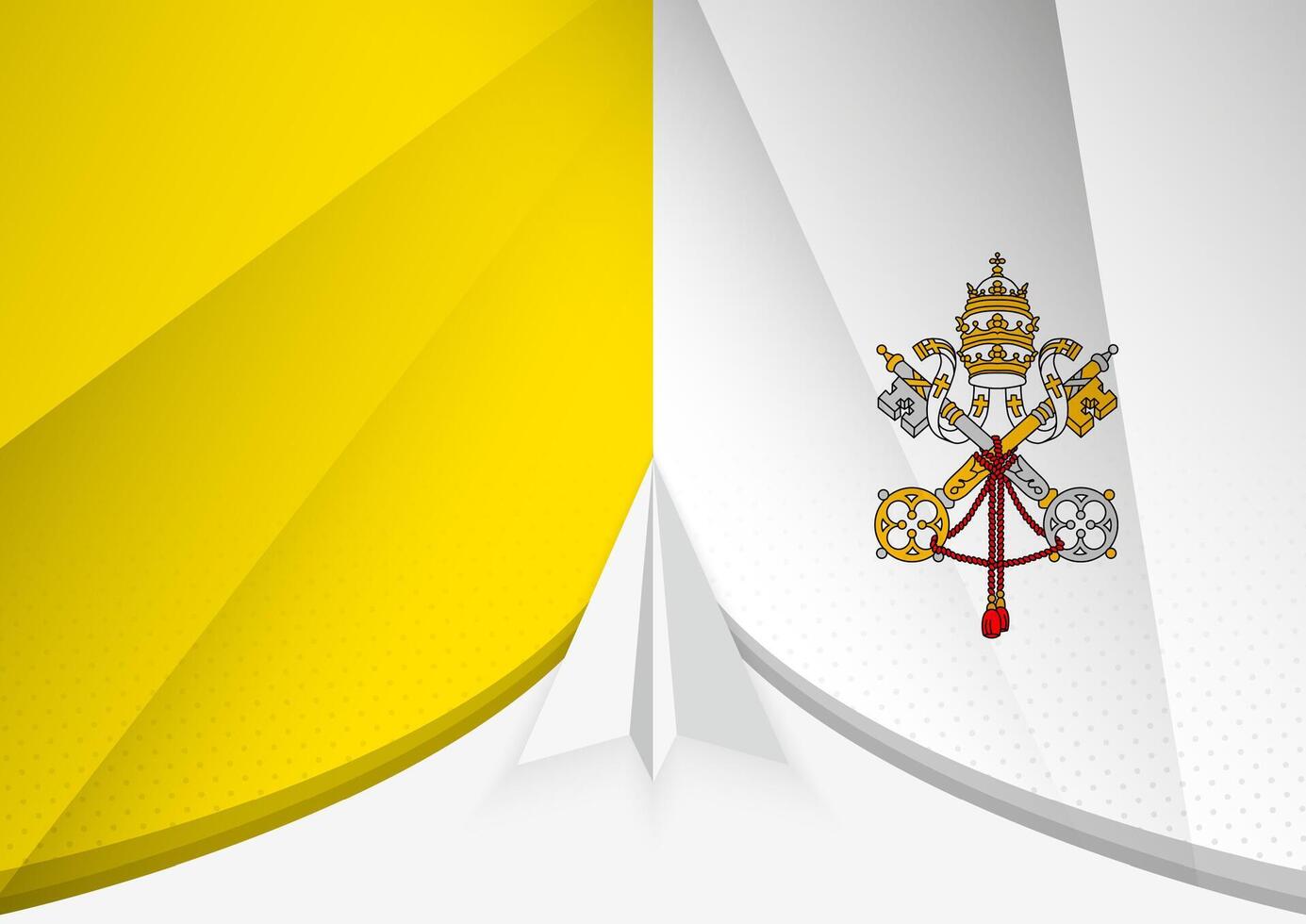 Vatican City Flag with Abstract Paper Airplane Design, National Flag in a geometric folded paper style. vector