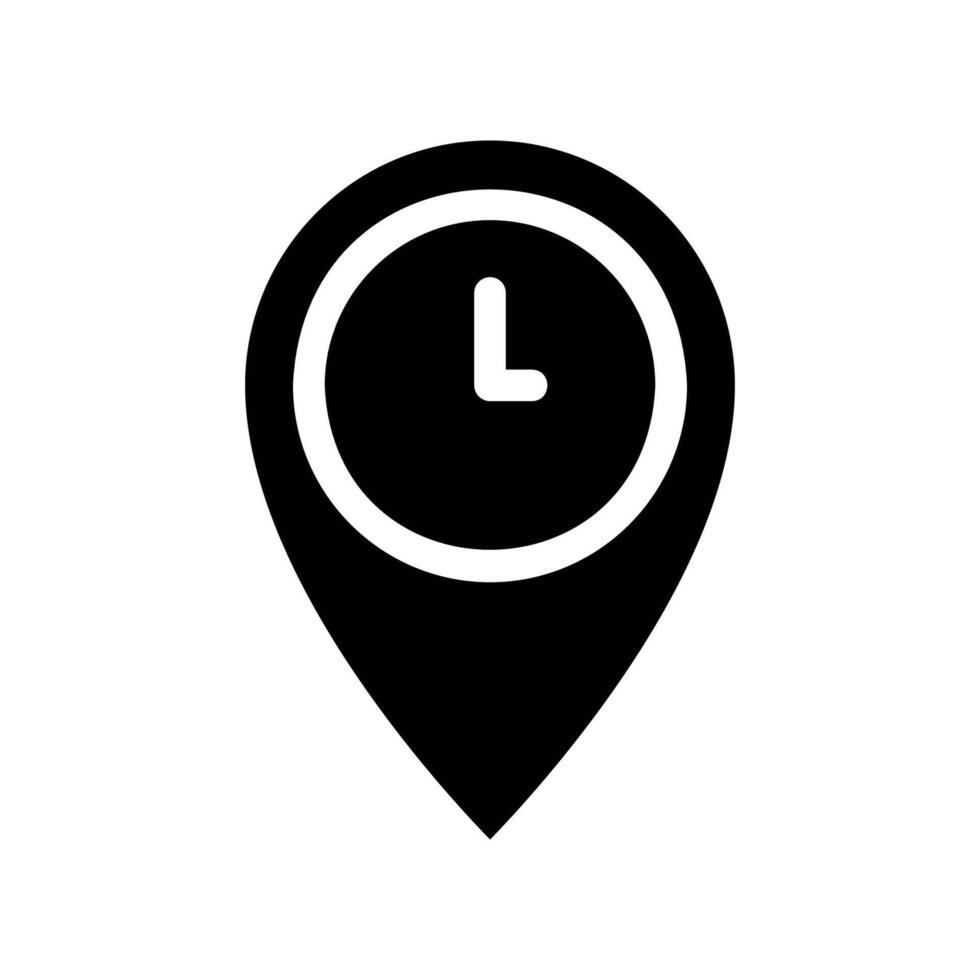 Outlined Map Pin Containing a Simple Clock Face Icon vector