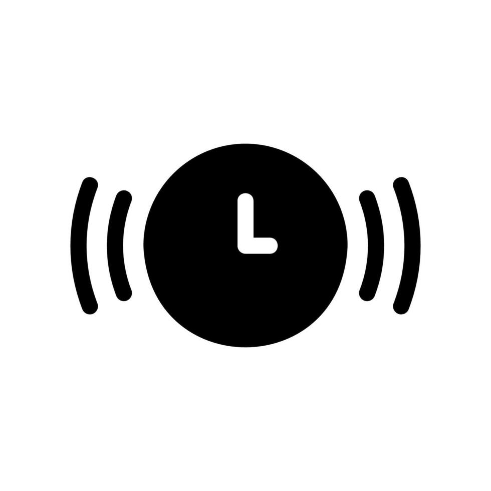 Ringing Alarm Clock Symbol with Sound Waves on Each Side vector